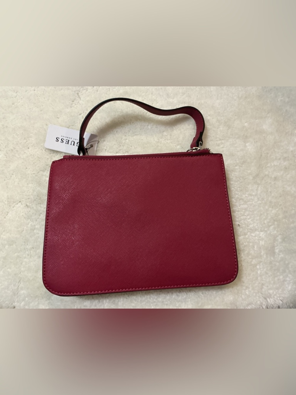 GUESS Magenta Top-Handle Satchel with Chain Strap - Picture 2 of 6